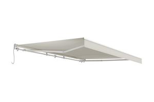Toldo motorizado semicassette blanco FAZZIO 4m x 3m con tejido beige 12