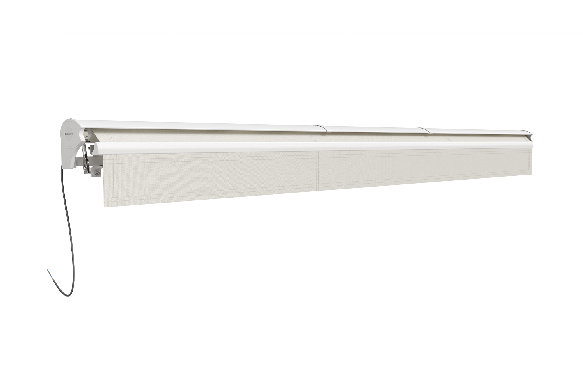 Toldo motorizado semicassette blanco FAZZIO 4m x 3m con tejido beige 13