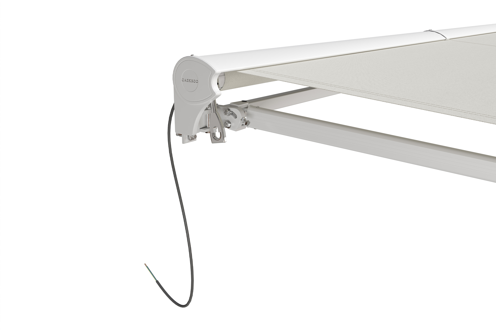 Toldo motorizado semicassette blanco FAZZIO 4m x 3m con tejido beige 14