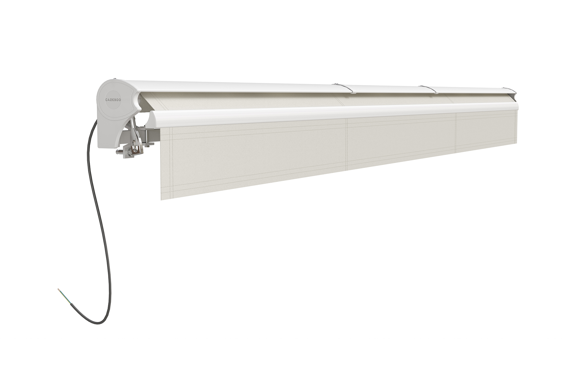 Toldo motorizado semicassette blanco FAZZIO 4m x 3m con tejido beige 8
