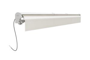 Toldo motorizado semicassette blanco FAZZIO 4m x 3m con tejido beige 8