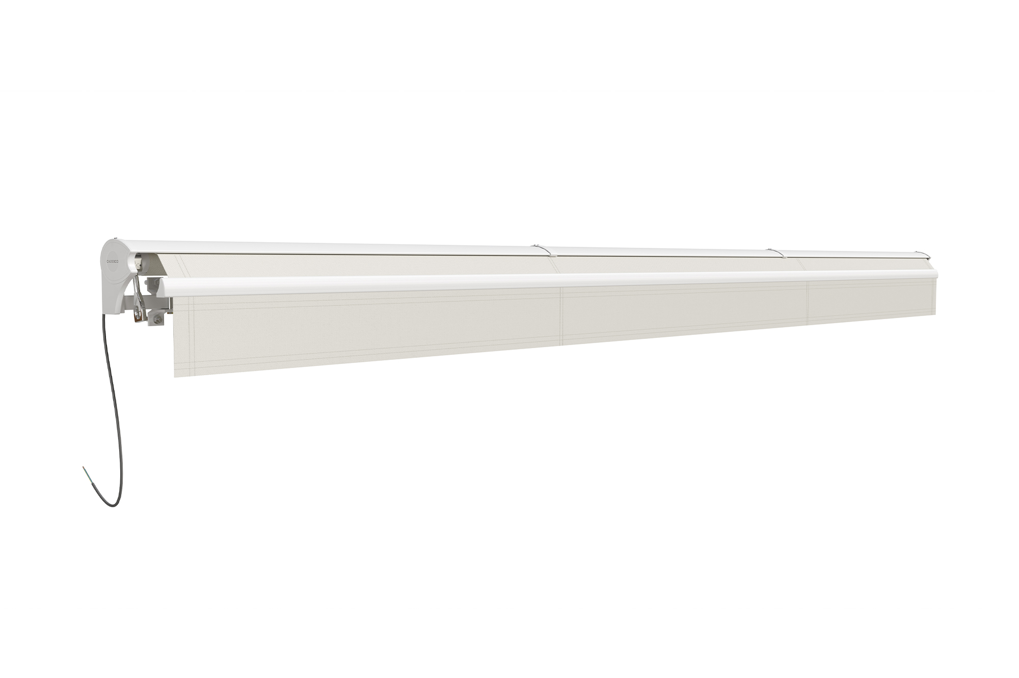 Toldo motorizado semicassette blanco FAZZIO 5m x 3m con tejido beige 13
