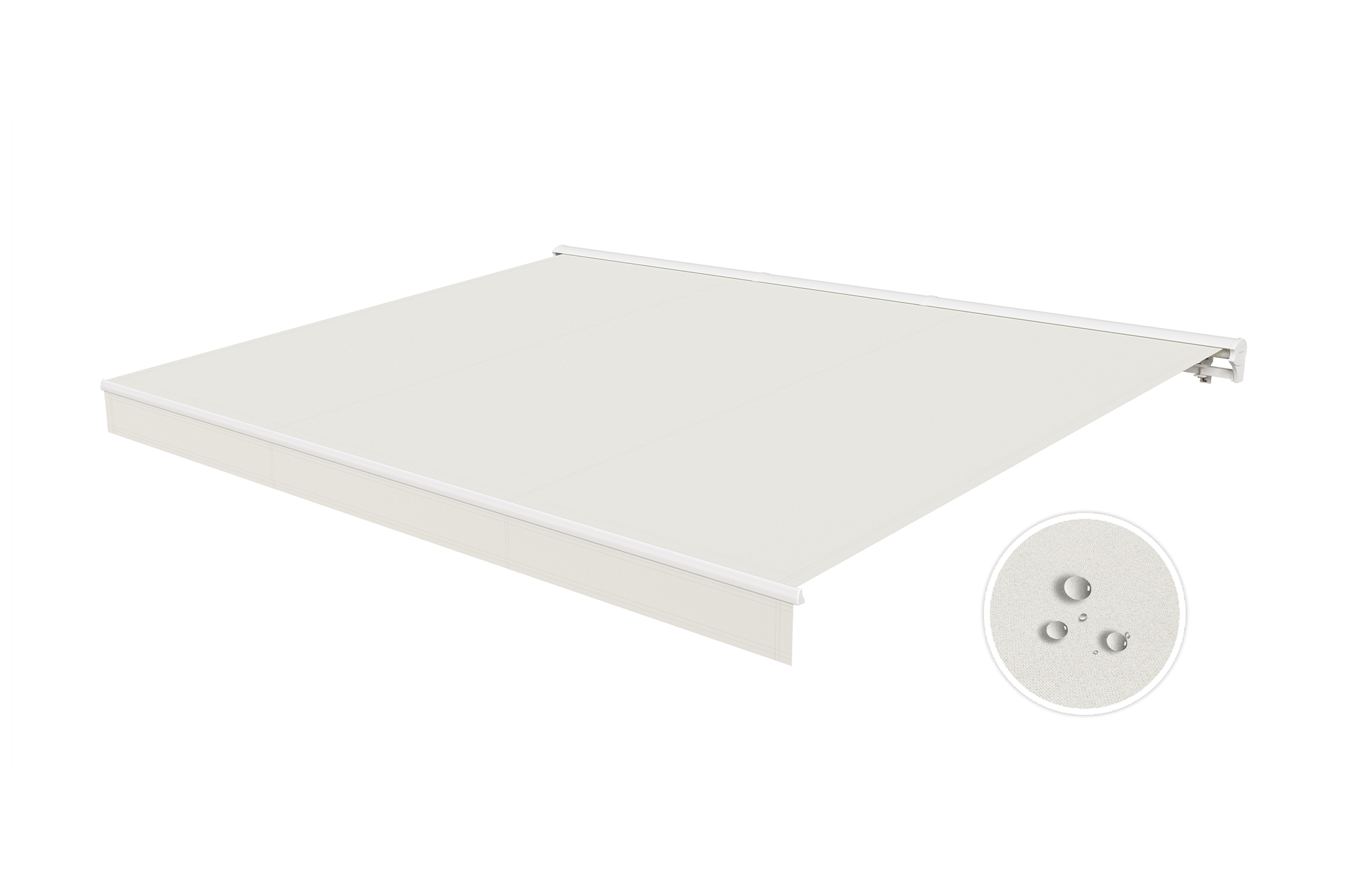 Toldo motorizado semicassette blanco FAZZIO 5m x 3m con tejido beige 7