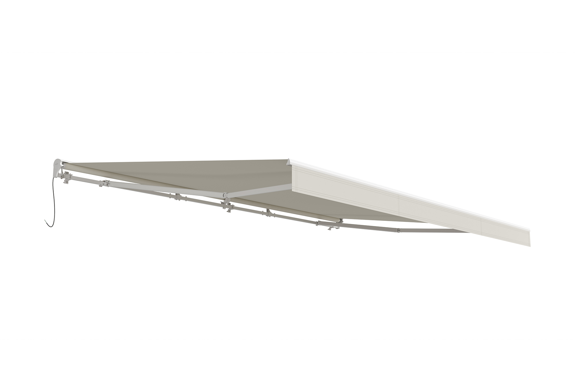 Toldo motorizado semicassette blanco FAZZIO 5m x 3m con tejido beige 12