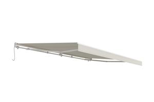 Toldo motorizado semicassette blanco FAZZIO 5m x 3m con tejido beige 12