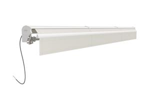 Toldo motorizado semicassette blanco FAZZIO 5m x 3m con tejido beige 8