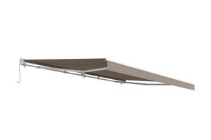 FAZZIO 5m x 3m wit semi-cassette gemotoriseerd zonnescherm met taupekleurig doek 12