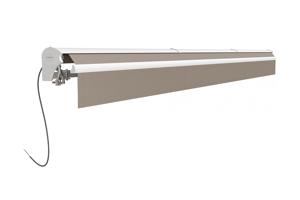 FAZZIO 5m x 3m wit semi-cassette gemotoriseerd zonnescherm met taupekleurig doek 8