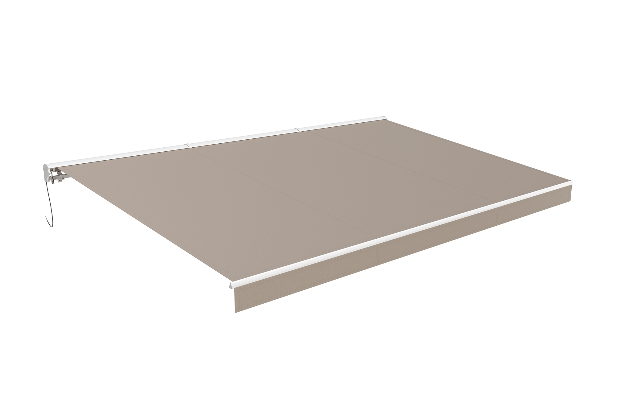 FAZZIO 5m x 3m wit semi-cassette gemotoriseerd zonnescherm met taupekleurig doek 10