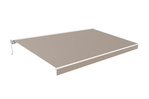 FAZZIO 5m x 3m wit semi-cassette gemotoriseerd zonnescherm met taupekleurig doek 10