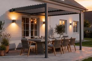 PIANA 3x2,5m bioclimatische aanbouwpergola in antracietgrijs aluminium 2