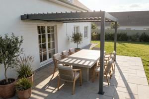 PIANA 3x2,5m bioclimatische aanbouwpergola in antracietgrijs aluminium 10