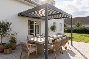 PIANA 3x2,5m bioclimatische aanbouwpergola in antracietgrijs aluminium 11