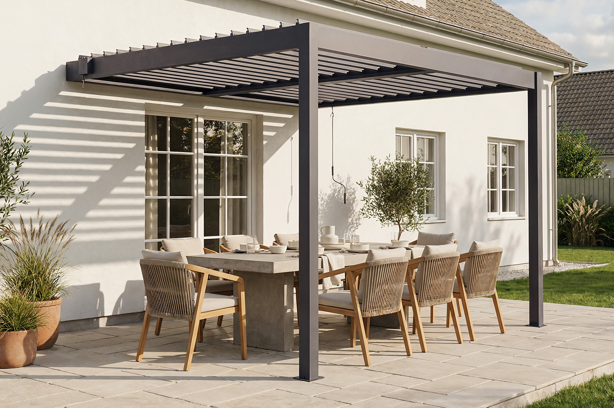 Pergola bioclimatique adossée