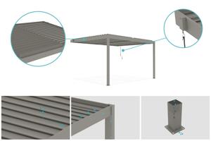 Pérgola bioclimática adosada PIANA 4x3m en aluminio color topo 5