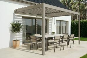 PIANA 4x3m-es rögzített bioklimatikus pergola bézs alumínium kivitelben main image