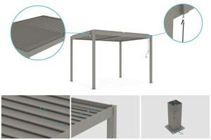 PIANA szabadon álló bioklimatikus pergola, 3x2,5m, bézs alumínium 5