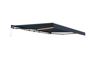 Store banne motorisé à LED semi-coffre gris FAZZIO 4x3m toile grise 13