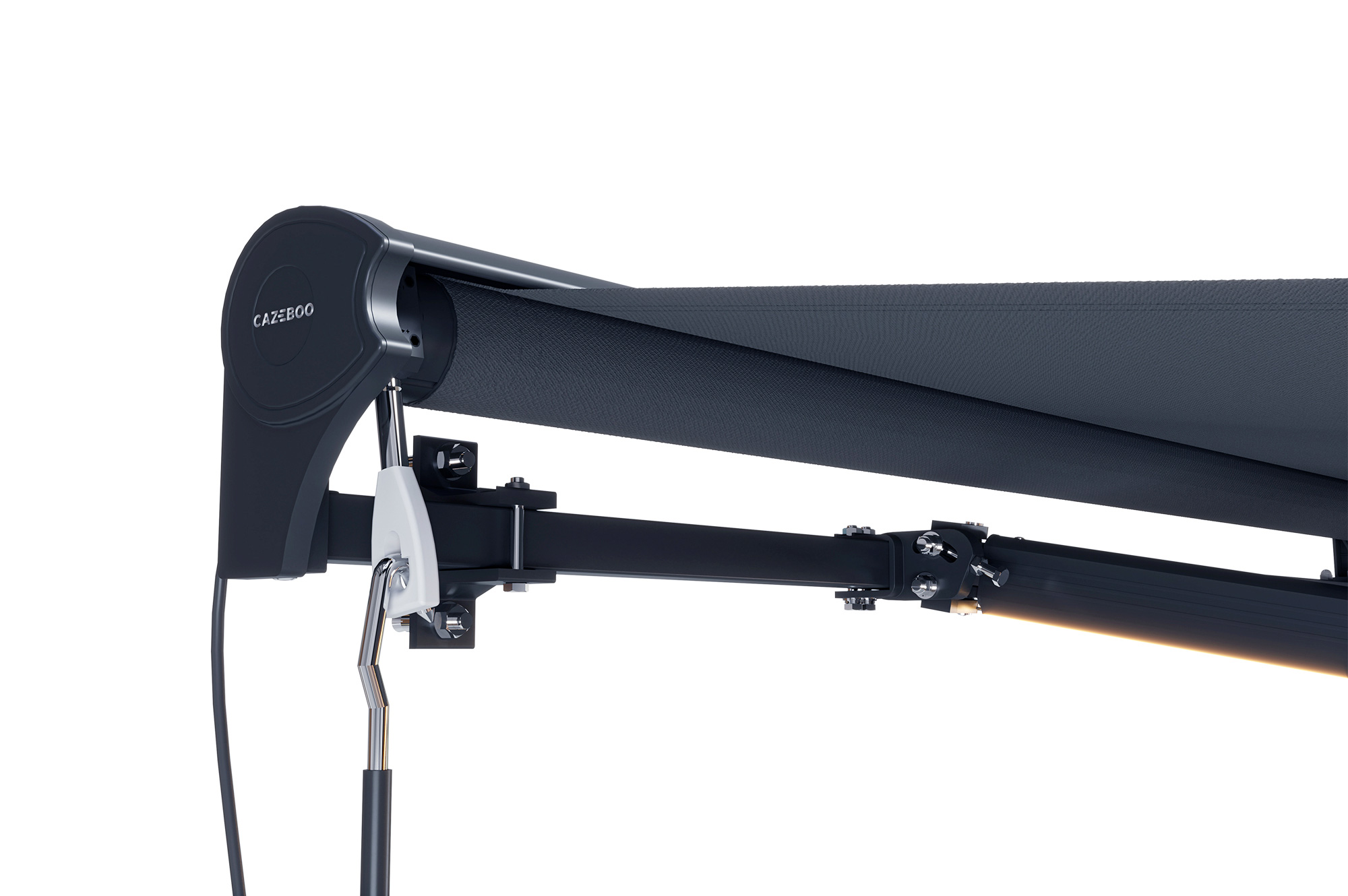Store banne motorisé à LED semi-coffre gris FAZZIO 4x3m toile grise 15
