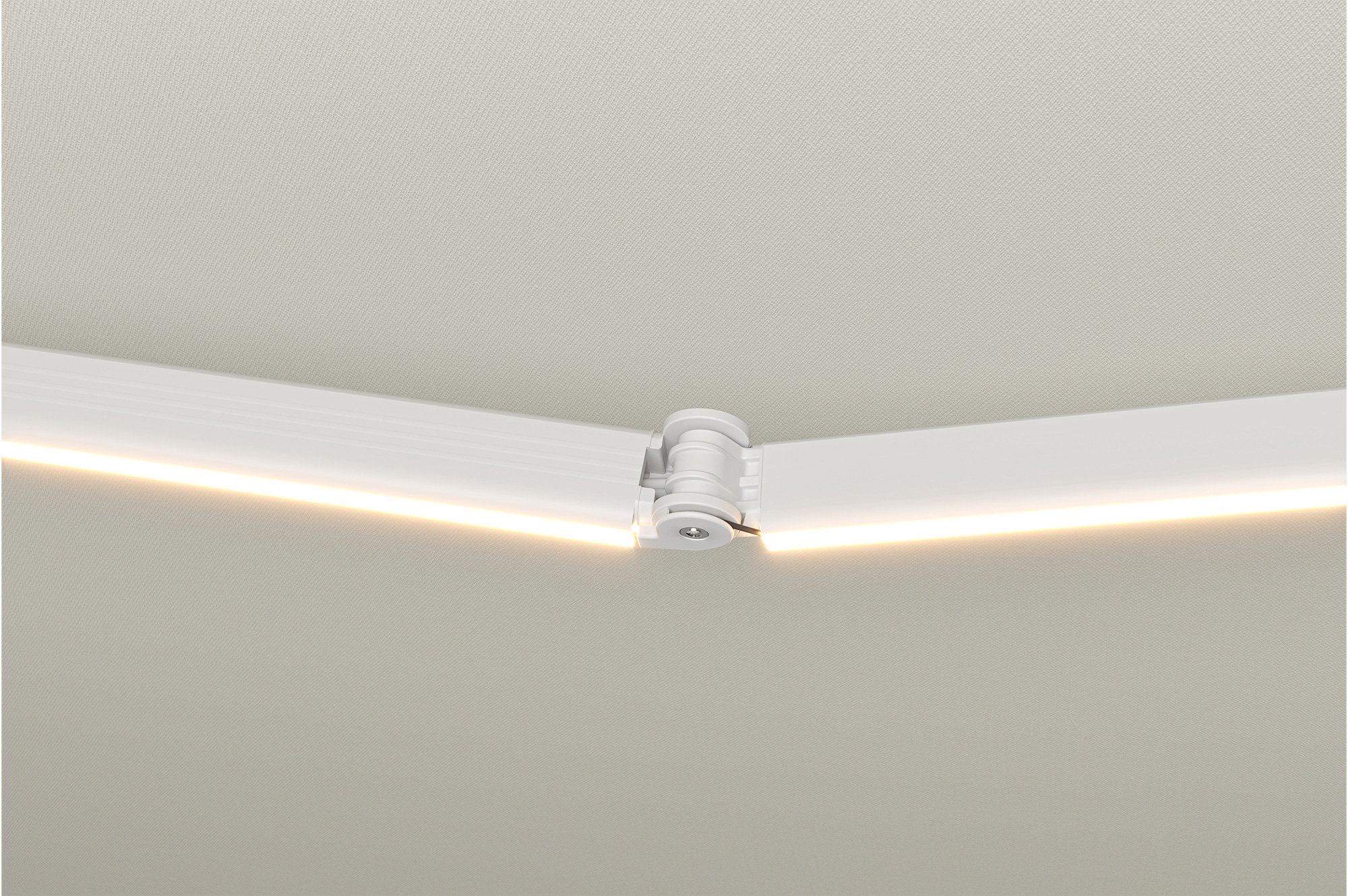 FAZZIO 4x3m witte semi-cassette gemotoriseerde LED-zonnescherm met beige doek 16