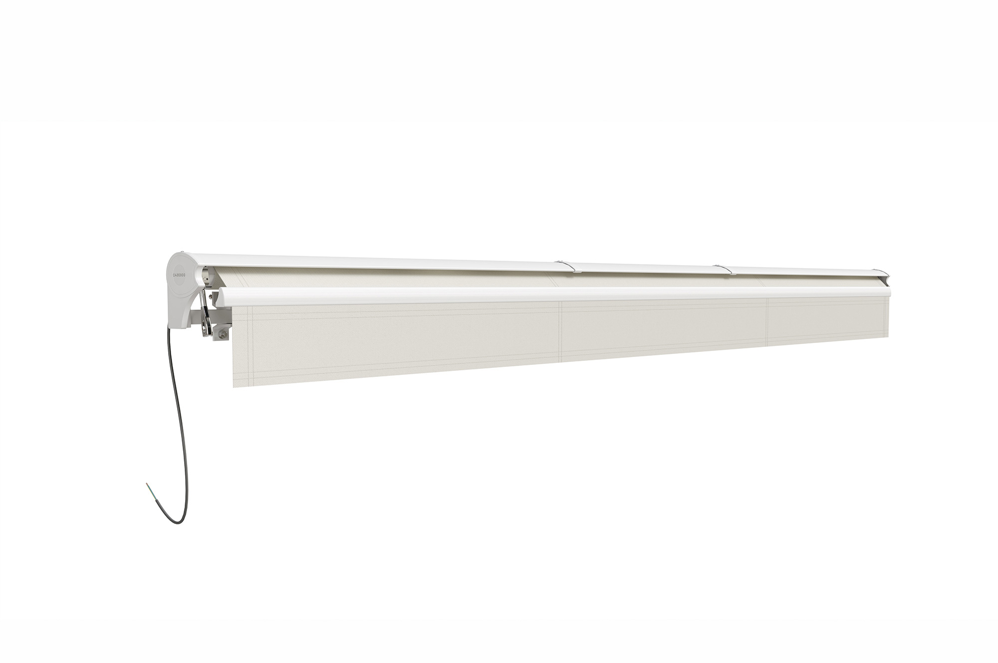FAZZIO 4x3m witte semi-cassette gemotoriseerde LED-zonnescherm met beige doek 9