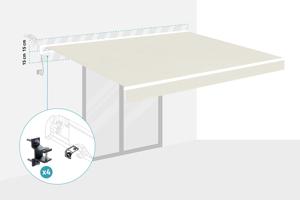 FAZZIO 4x3m witte semi-cassette gemotoriseerde LED-zonnescherm met beige doek 4