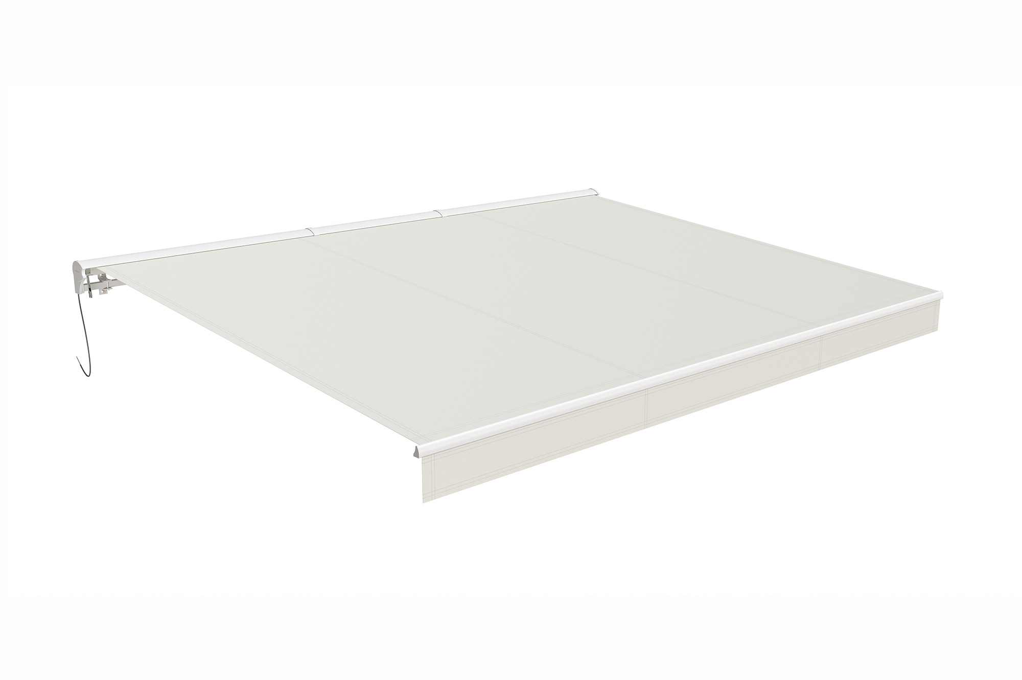 FAZZIO 4x3m witte semi-cassette gemotoriseerde LED-zonnescherm met beige doek 11