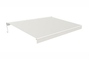 FAZZIO 4x3m witte semi-cassette gemotoriseerde LED-zonnescherm met beige doek 11