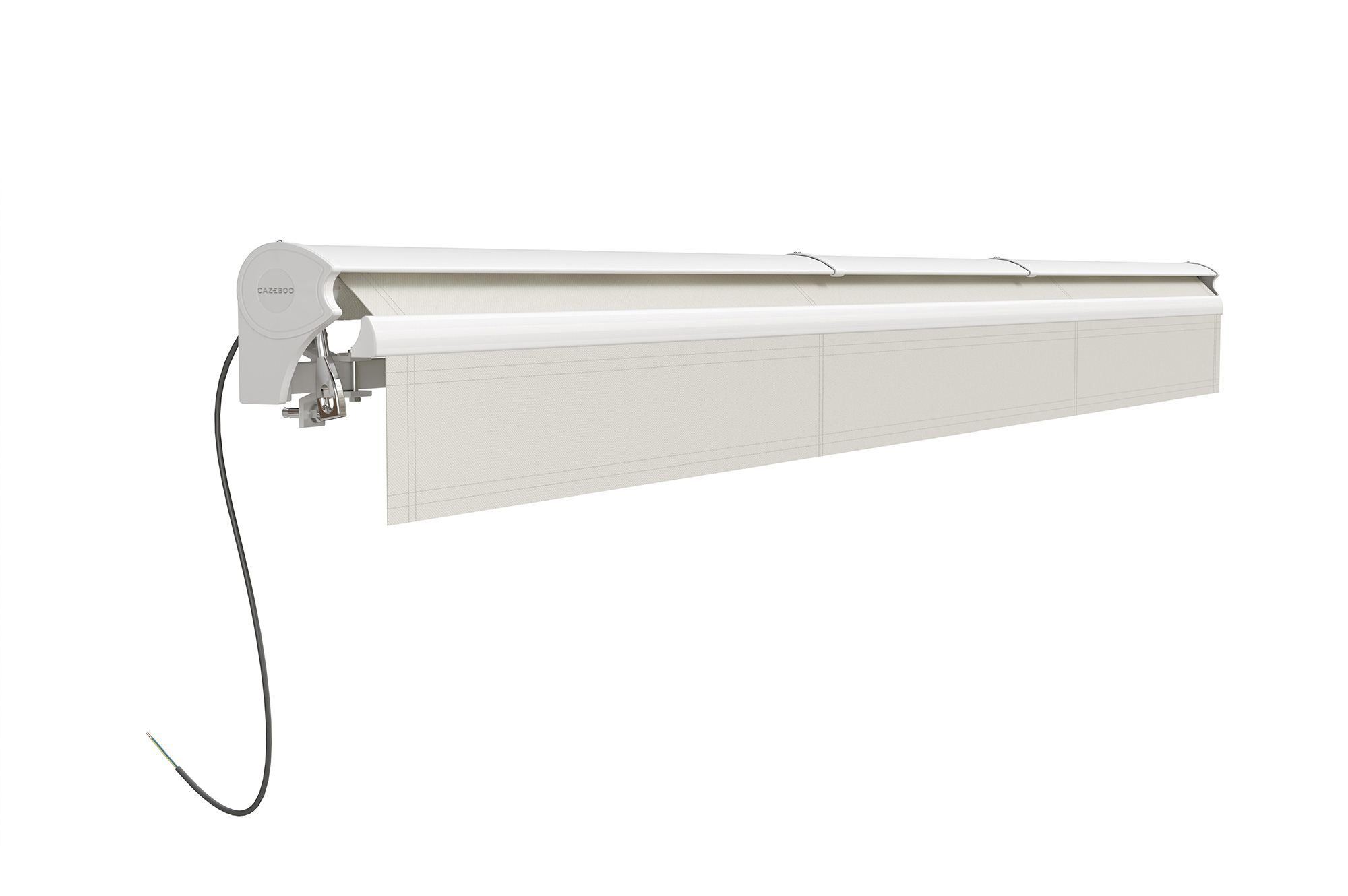 FAZZIO 4x3m witte semi-cassette gemotoriseerde LED-zonnescherm met beige doek 14