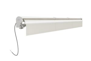 FAZZIO 4x3m witte semi-cassette gemotoriseerde LED-zonnescherm met beige doek 14