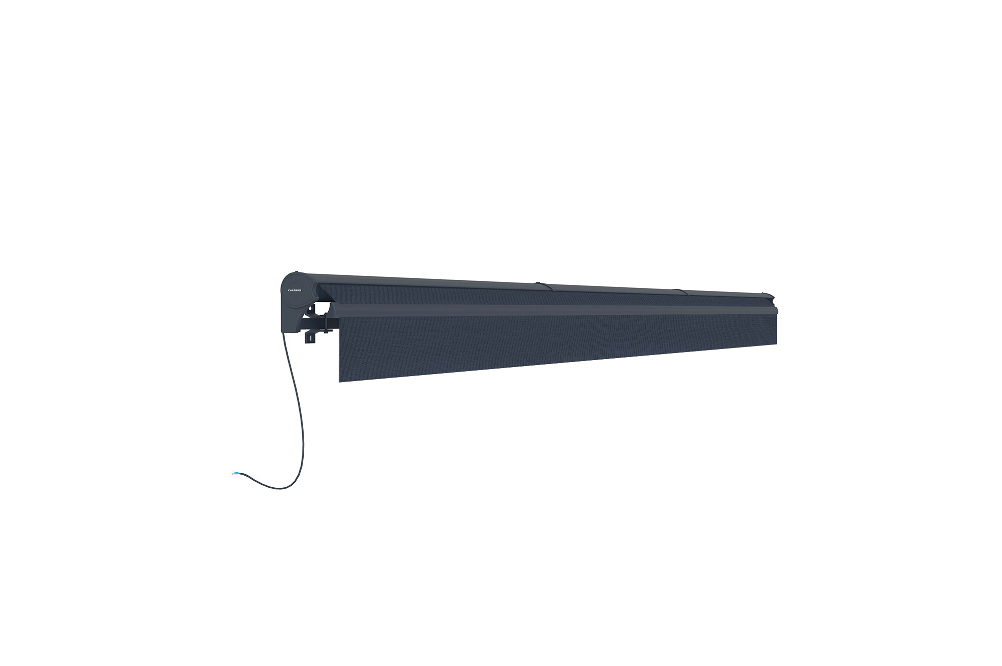 Store banne motorisé à LED semi-coffre gris FAZZIO 5x3m toile grise 9