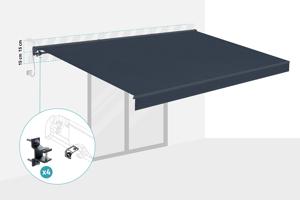 Store banne motorisé à LED semi-coffre gris FAZZIO 5x3m toile grise 4