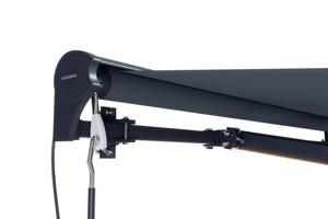 Store banne motorisé à LED semi-coffre gris FAZZIO 5x3m toile grise 15
