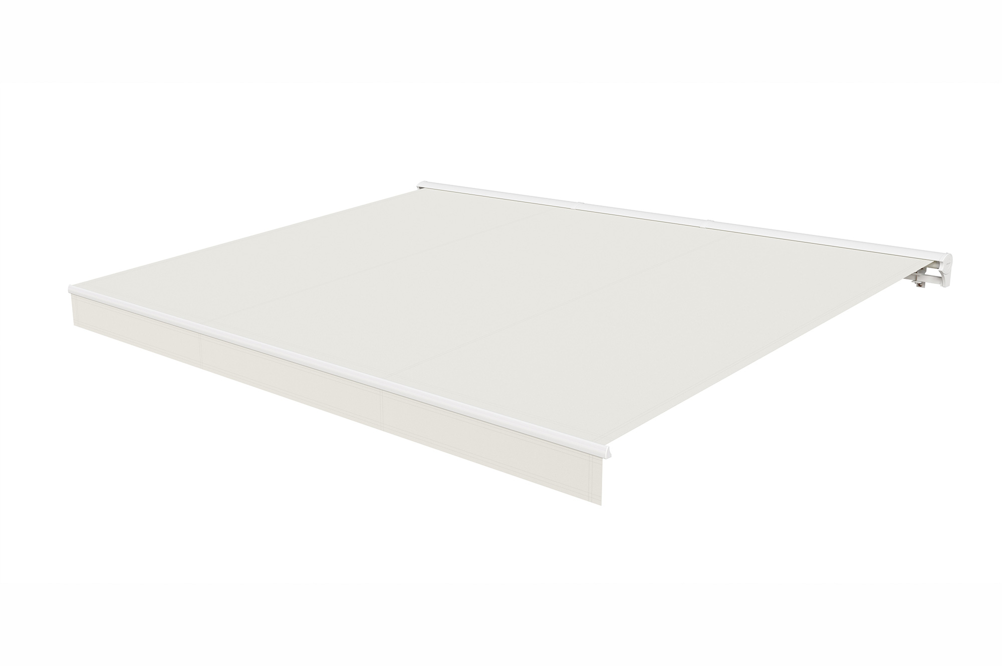 Store banne motorisé à LED semi-coffre blanc FAZZIO 5x3m toile beige 12