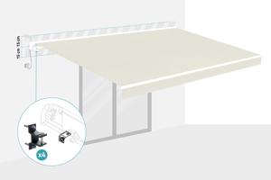 Store banne motorisé à LED semi-coffre blanc FAZZIO 5x3m toile beige 4