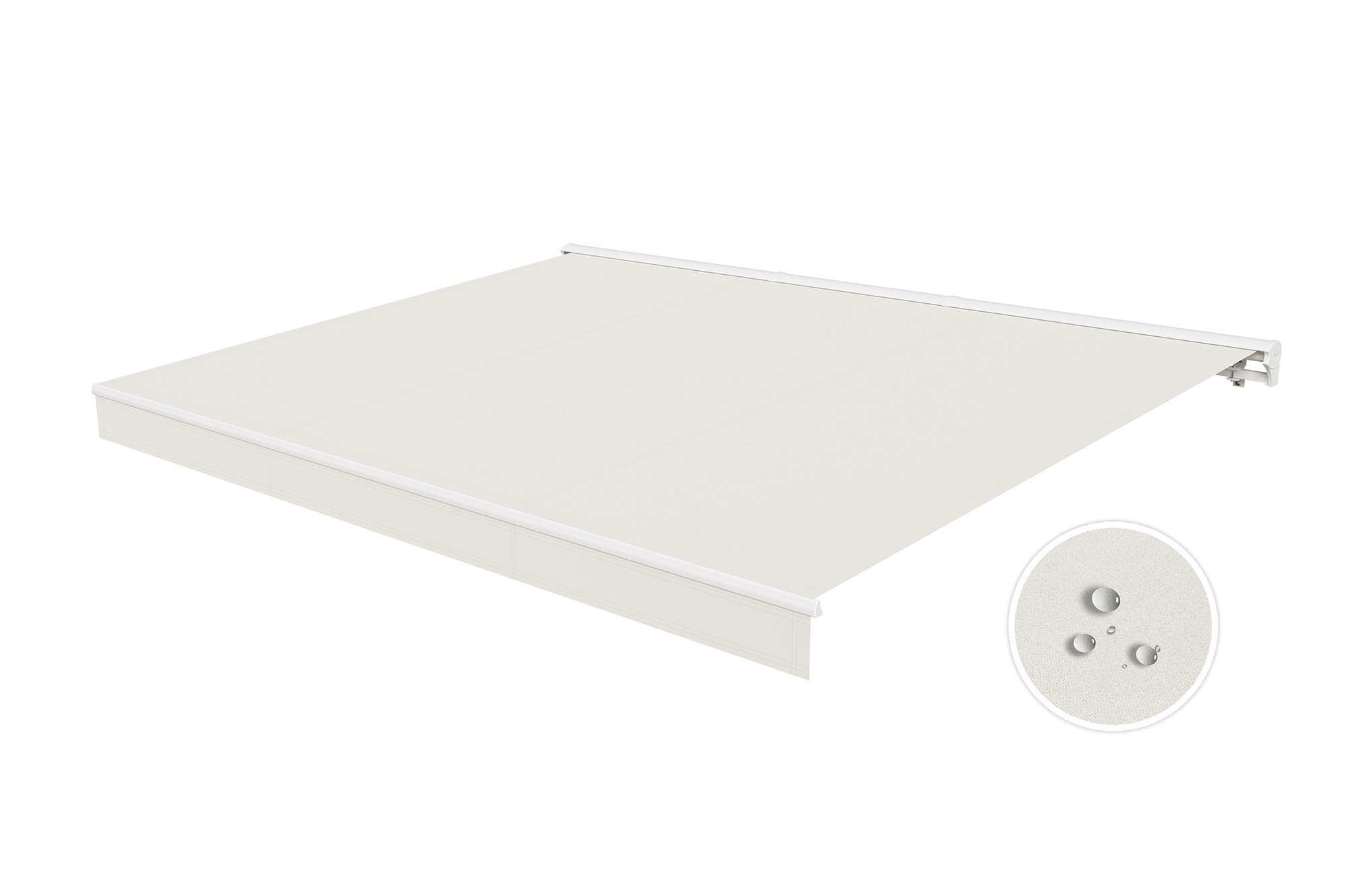 Store banne motorisé à LED semi-coffre blanc FAZZIO 5x3m toile beige 8