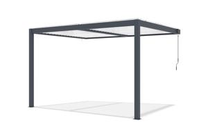 AGOSTA 4x3 bioklimatikus pergola, falra szerelhető, 250 cm magas - Szürke alumínium fehér lécekkel 7