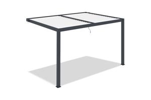 AGOSTA 4x3 bioklimatikus pergola, falra szerelhető, 250 cm magas - Szürke alumínium fehér lécekkel 14