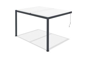 AGOSTA 4x3 bioklimatikus pergola, falra szerelhető, 250 cm magas - Szürke alumínium fehér lécekkel 13