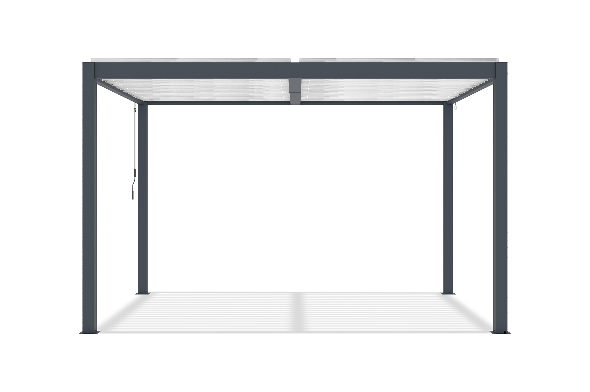 AGOSTA 4x3 szabadon álló bioklimatikus pergola, 250 cm magas - Szürke alumínium fehér lécekkel 6