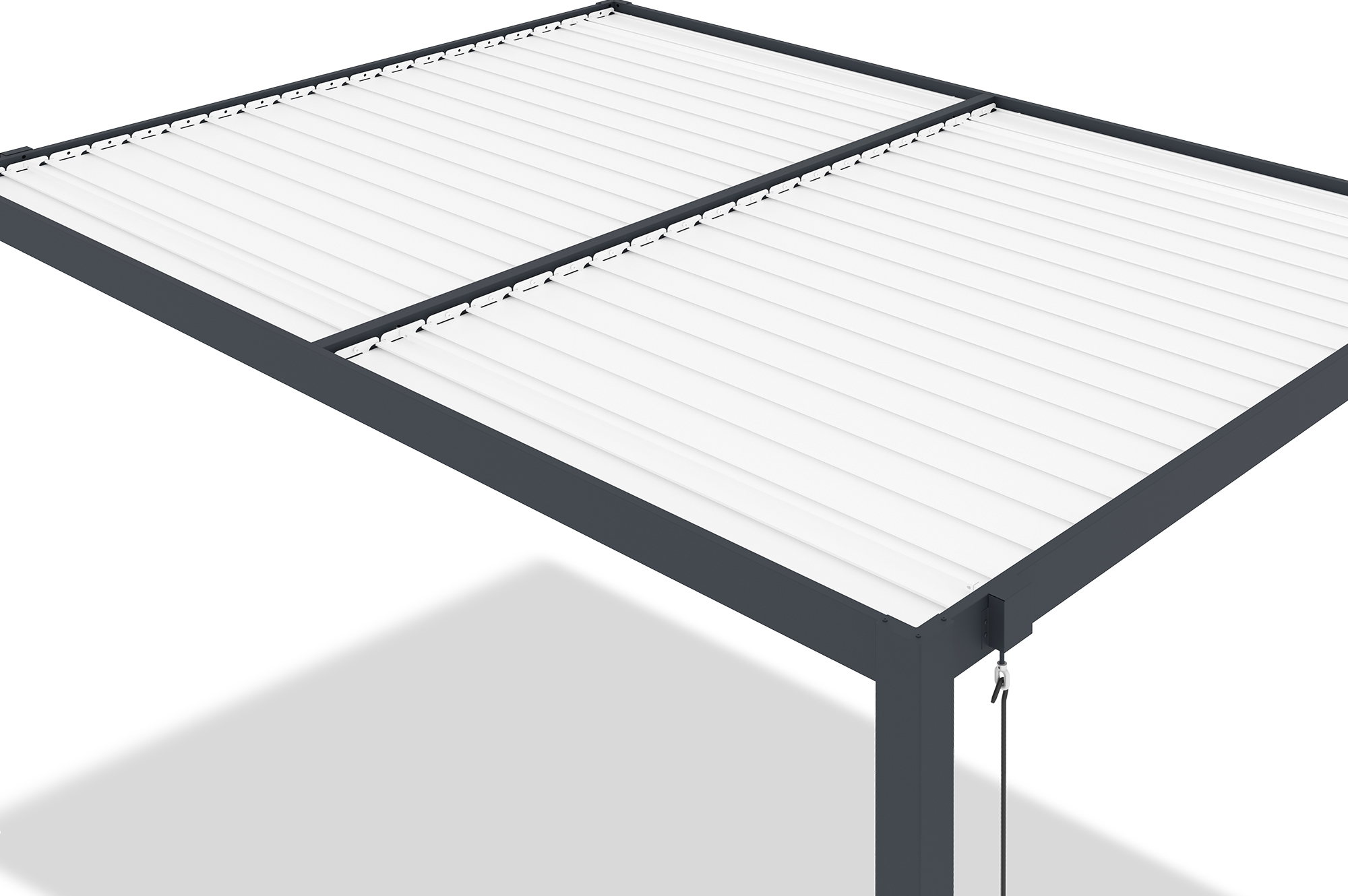 AGOSTA 4x3 szabadon álló bioklimatikus pergola, 250 cm magas - Szürke alumínium fehér lécekkel 11