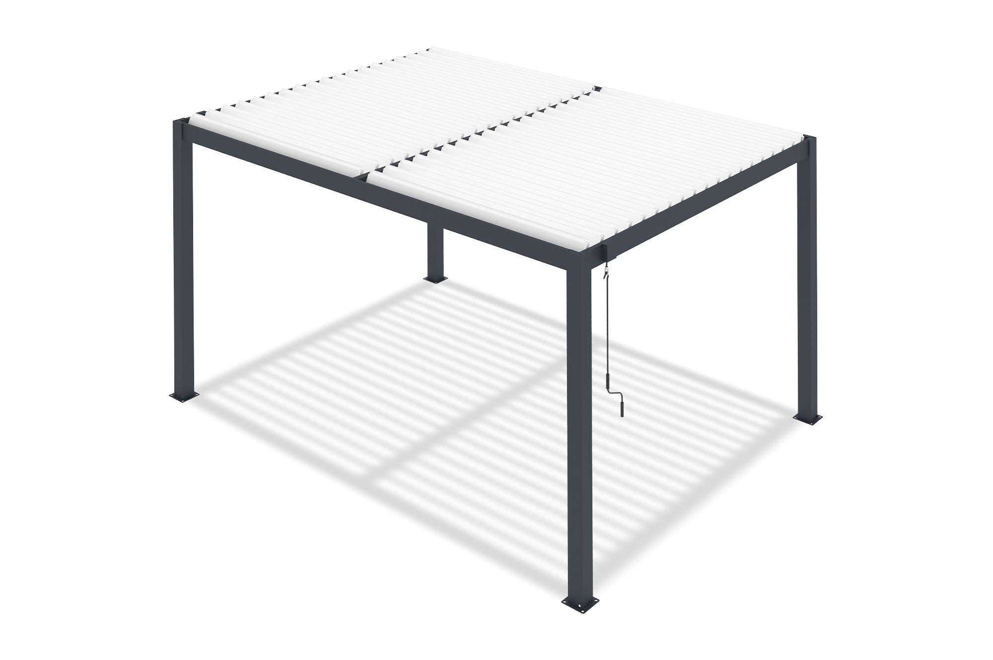 AGOSTA 4x3 szabadon álló bioklimatikus pergola, 250 cm magas - Szürke alumínium fehér lécekkel 15
