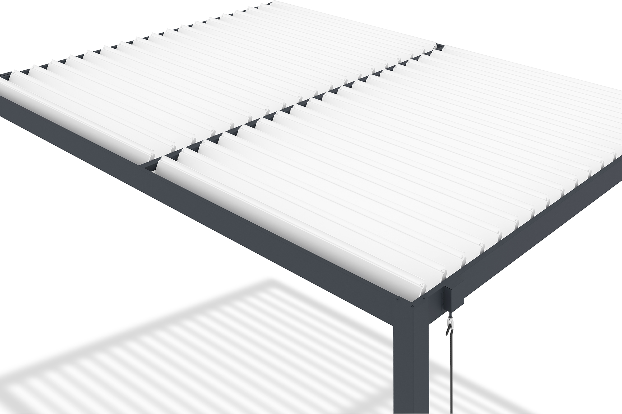 AGOSTA 4x3 szabadon álló bioklimatikus pergola, 250 cm magas - Szürke alumínium fehér lécekkel 10