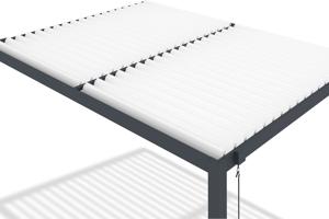 AGOSTA 4x3 szabadon álló bioklimatikus pergola, 250 cm magas - Szürke alumínium fehér lécekkel 10