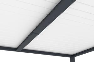 AGOSTA 4x3 szabadon álló bioklimatikus pergola, 250 cm magas - Szürke alumínium fehér lécekkel 12