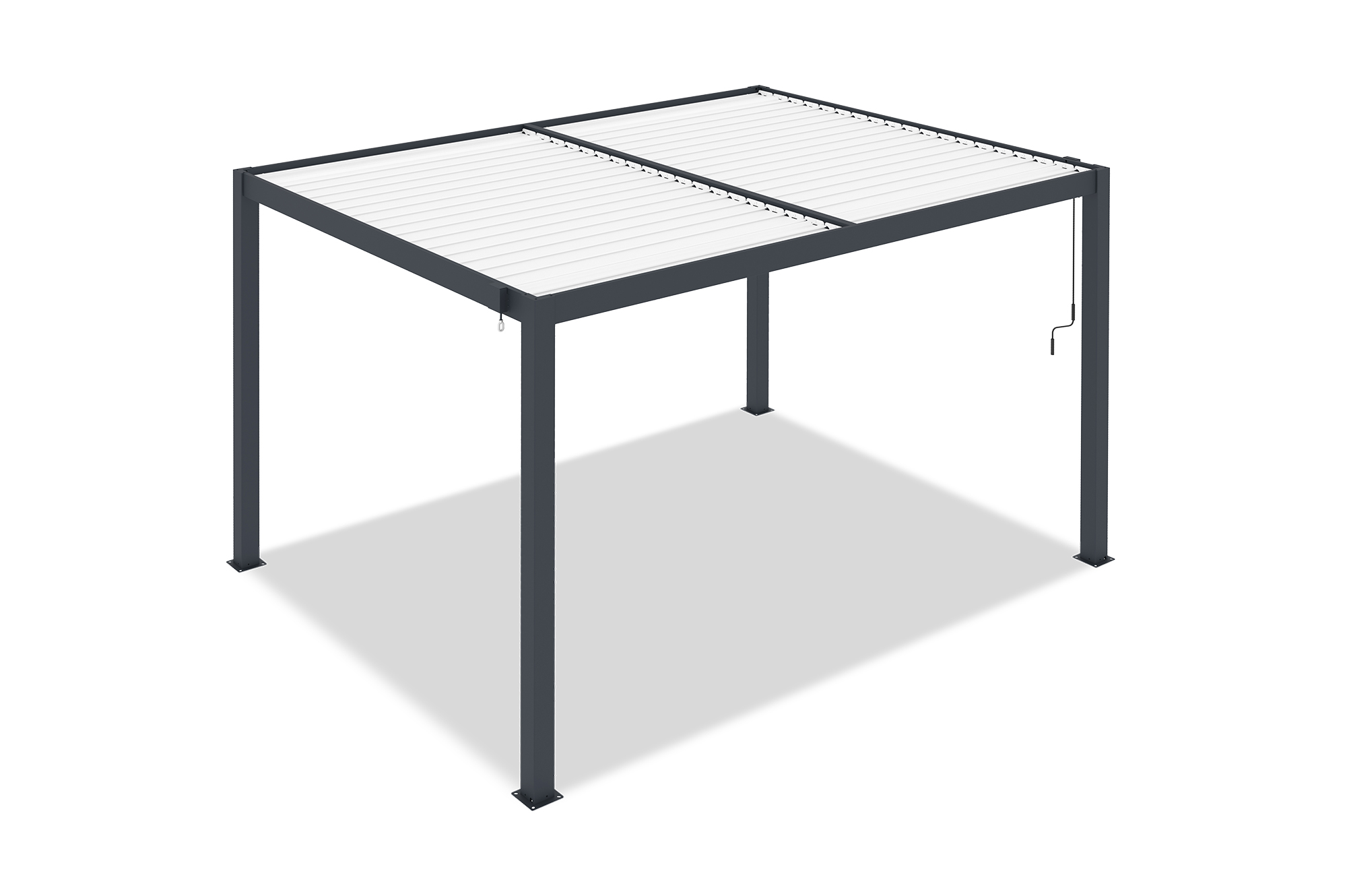 AGOSTA 4x3 szabadon álló bioklimatikus pergola, 250 cm magas - Szürke alumínium fehér lécekkel 14