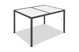 AGOSTA 4x3 szabadon álló bioklimatikus pergola, 250 cm magas - Szürke alumínium fehér lécekkel 14