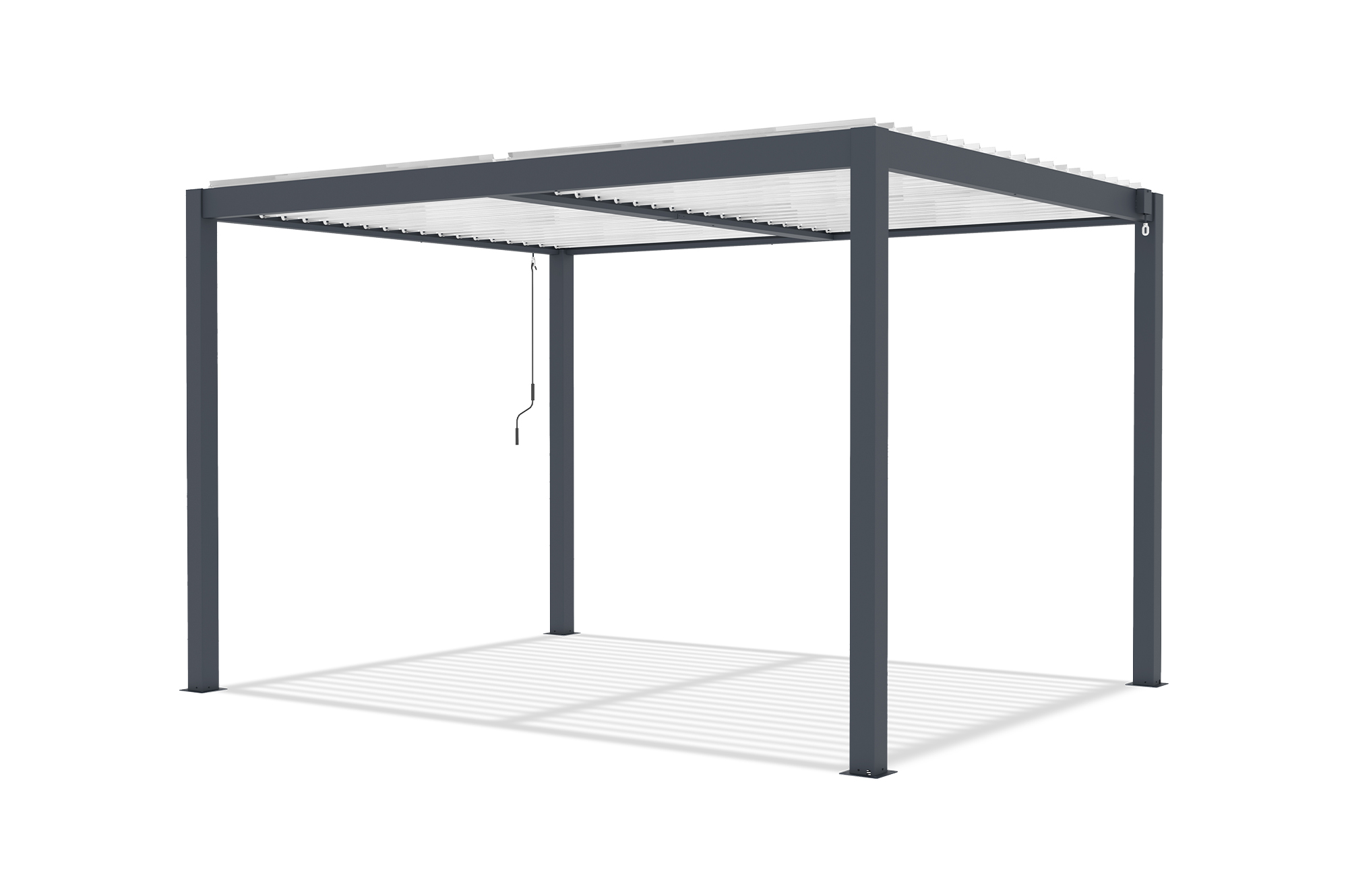 AGOSTA 4x3 szabadon álló bioklimatikus pergola, 250 cm magas - Szürke alumínium fehér lécekkel 7