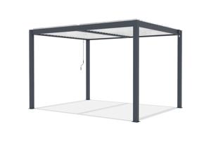 AGOSTA 4x3 szabadon álló bioklimatikus pergola, 250 cm magas - Szürke alumínium fehér lécekkel 7
