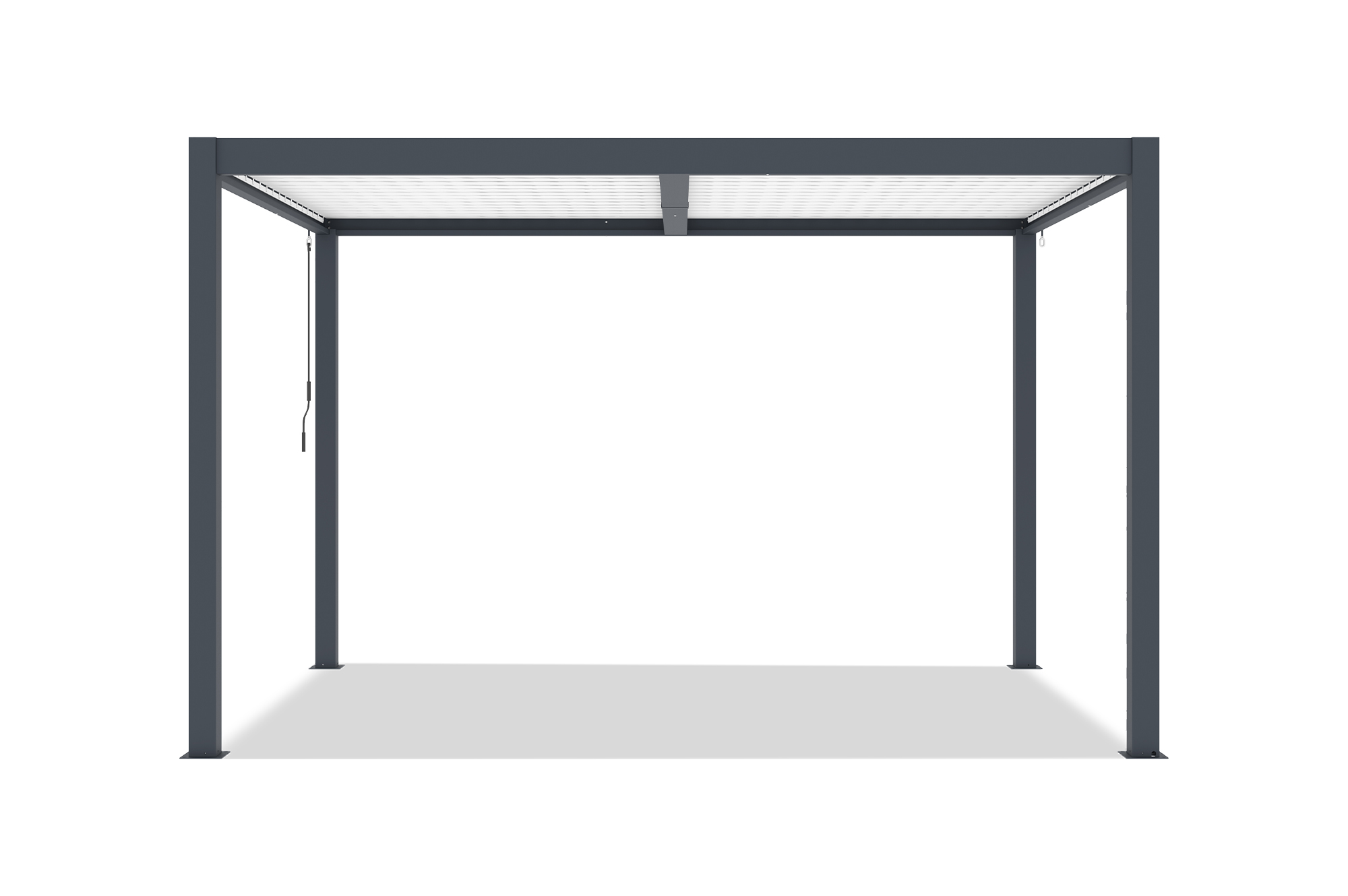 AGOSTA 4x3 szabadon álló bioklimatikus pergola, 250 cm magas - Szürke alumínium fehér lécekkel 3